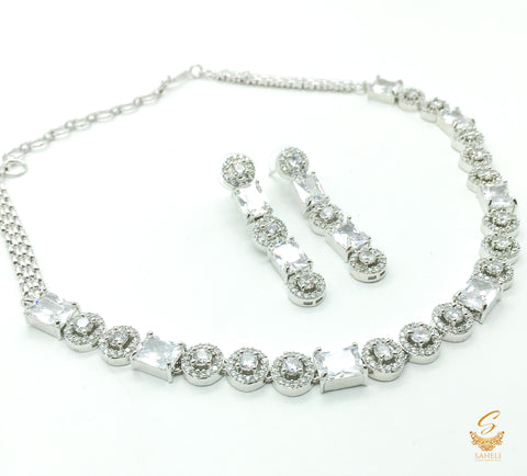 Silver American Diamond  Beautiful necklace set
