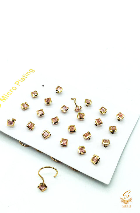 Beautiful Nose Pins With Rose gold Stone