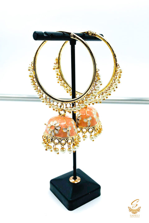 Beautiful meenakari work with pearls jhumka Balian