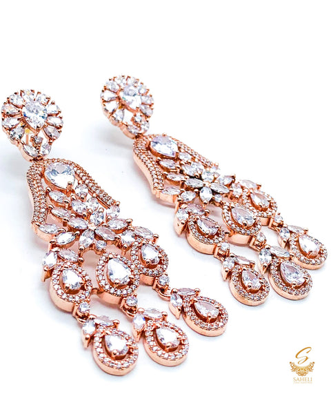 Rosegold beautiful American Diamond Earrings