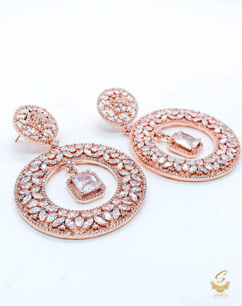 Rosegold stone beautiful American Diamond Earrings