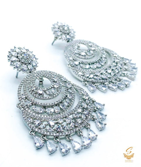 Silver stone American Diamond Earring