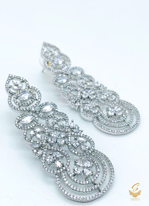 Silver stone American Diamond Earrings