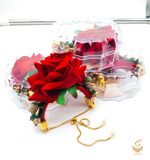 Beautiful pearls with flower Bracelet Rakhi For Bhabhi