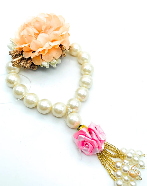 Beautiful pearls with flower Bracelet Rakhi For Bhabhi