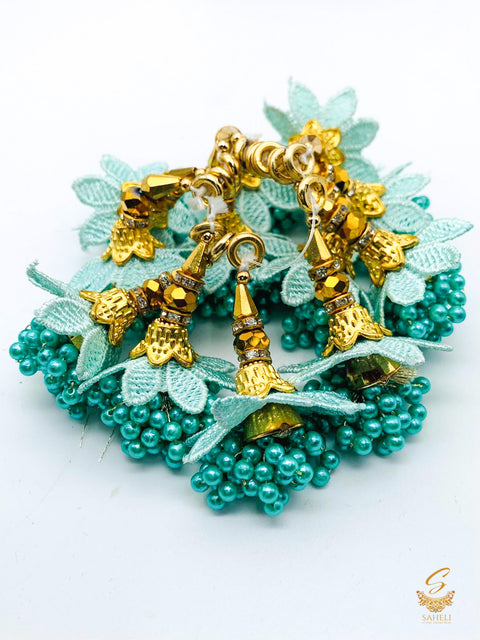 Light Teal Pearl Small Size Latkan Tassel (PER PAIR)