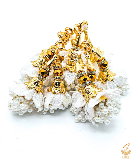 White Pearl Small Size Latkan Tassel (PER PAIR)
