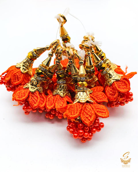 Orange Pearl Small Size Latkan Tassel (PER PAIR)