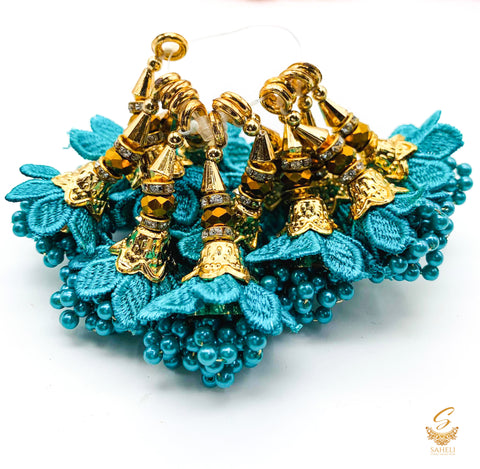 Teal Pearl Small Size Latkan Tassel (PER PAIR)