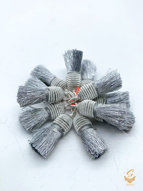 Silver Colour Small Latkan For Blouse/Dupatta (PER PAIR)