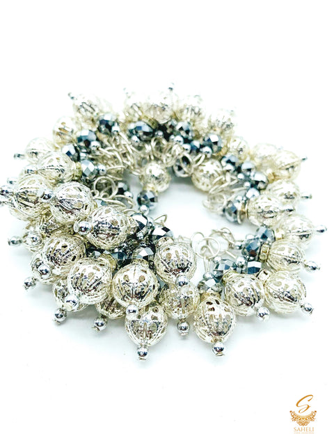 Silver  colour Mini size latkan tassel (PER PAIR)