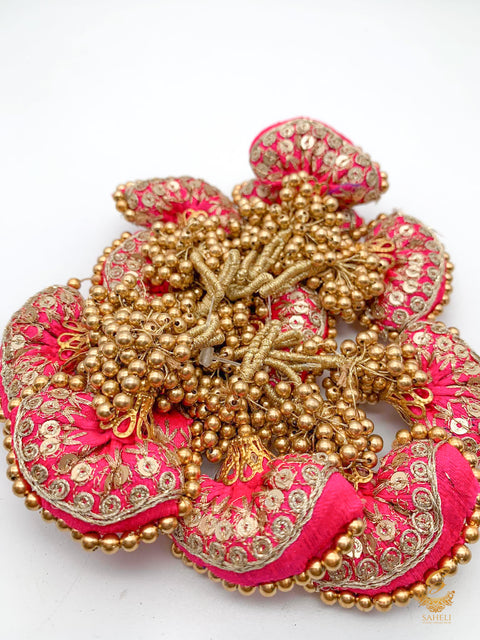 Dark Hot Pink colour cushioned latkan with handwork and moti bunch work  (PER PAIR)