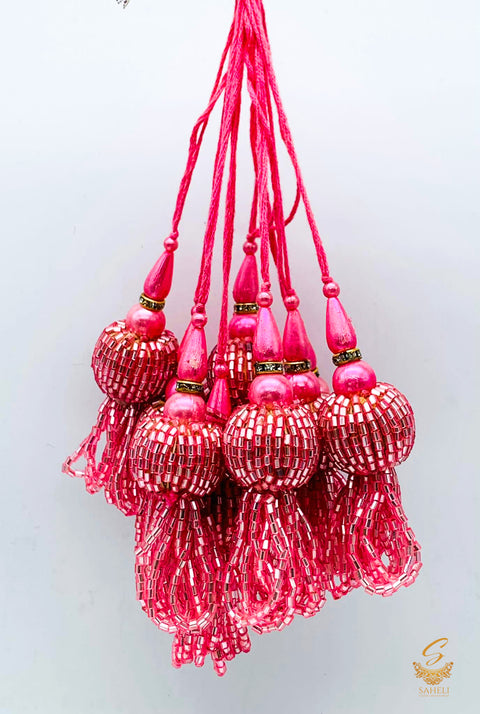 Pink Handmade Latkans ( in Pair)