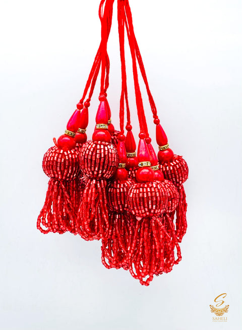 Red Handmade Latkans ( in Pair)