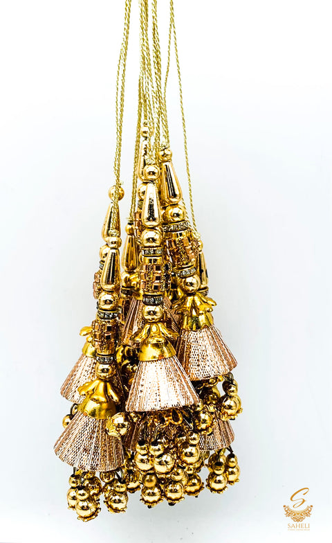 Golden Latkans With Golden Pearls  (In Pair)