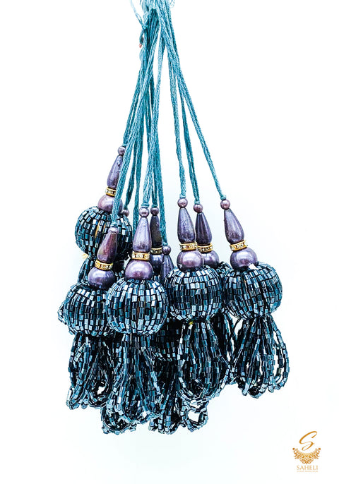 Dark Gray Colour Handmade Latkans ( in Pair)