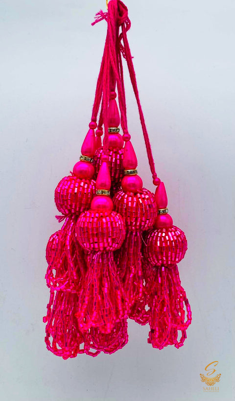 Dark Pink Colour Handmade Latkans ( in Pair)