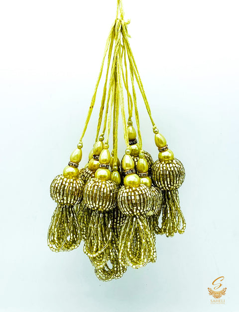 Lemon Colour Handmade Latkans ( in Pair)