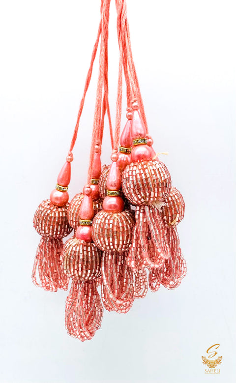 Pinky Peach Handmade Latkans ( in Pair)