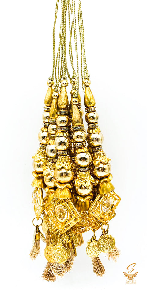 Sparky Golden Colour Tassels/Latkans (In Pair)