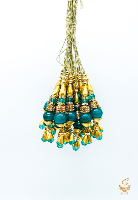 Teal Green Handmade Latkans ( In Pair)