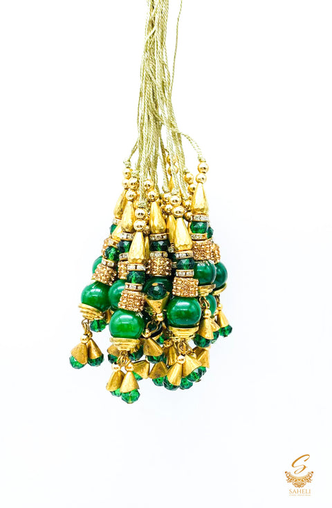 Green Color Handmade Latkans ( In Pair)