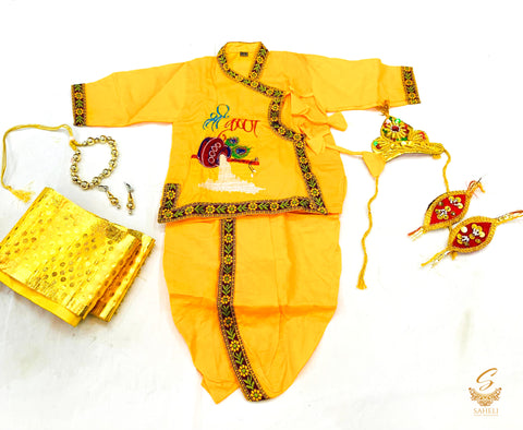 Cotton Based Beautiful Krishna Costume With All Accessories