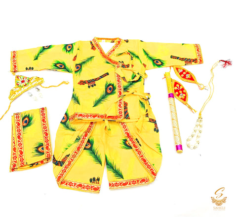 Cotton based beautiful krishna Costume with all accessories