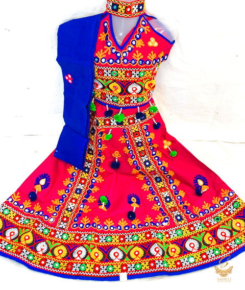 Mazenta  colour cotton based beautiful embroidered chaniya choli