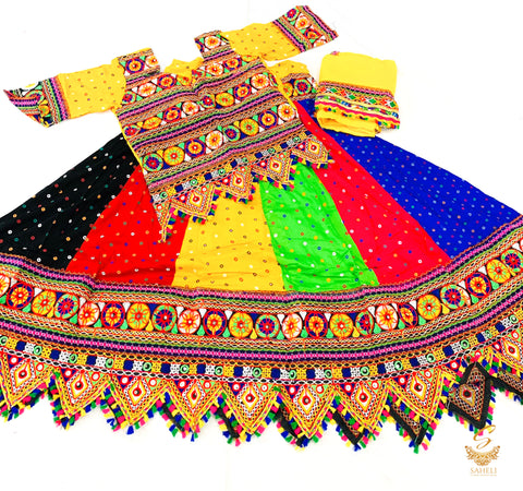 Multicoloured  beautiful embroidered chaniya choli (LONG LENGTH BLOUSE)