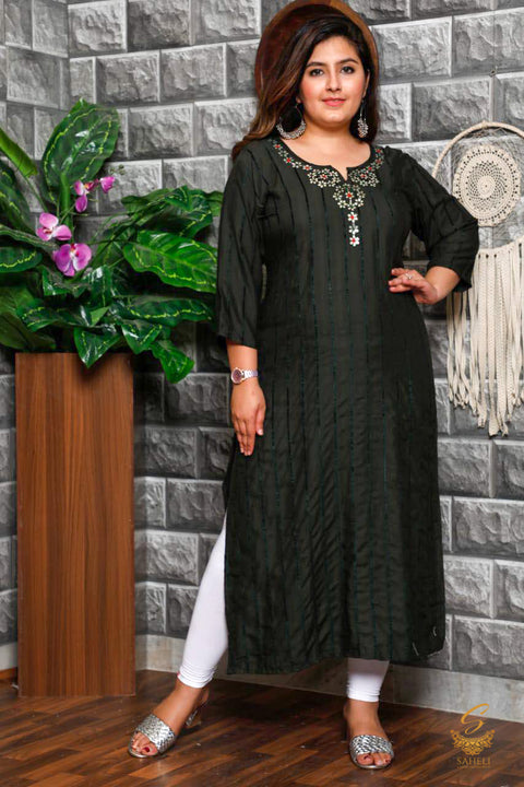Deep Kai Green colour rayon based beautiful kurti