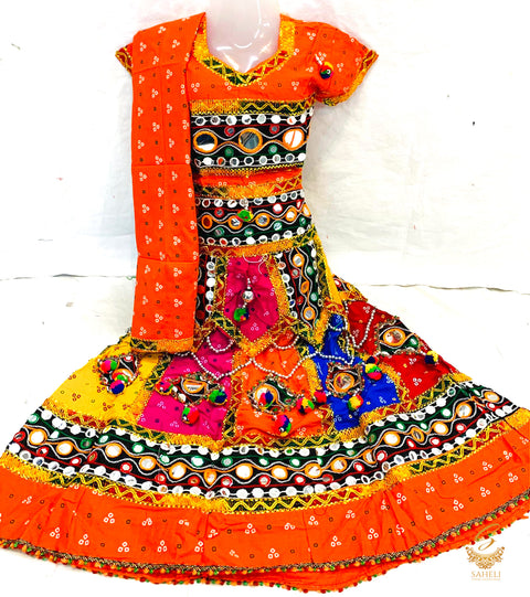 Multicoloured cotton based beautiful embroidered chaniya choli