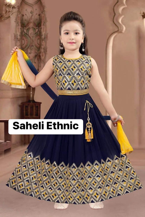 Pure georgette based embroidered work girls kameez