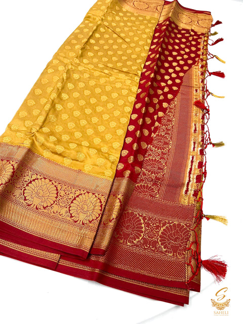 Beige colour art silk saree with brown maroon colour pallu