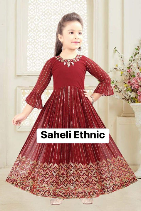 Deep Green pure georgette based embroidered work girls kameez