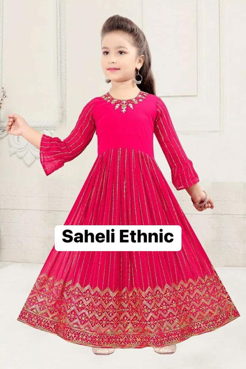 Deep Green pure georgette based embroidered work girls kameez