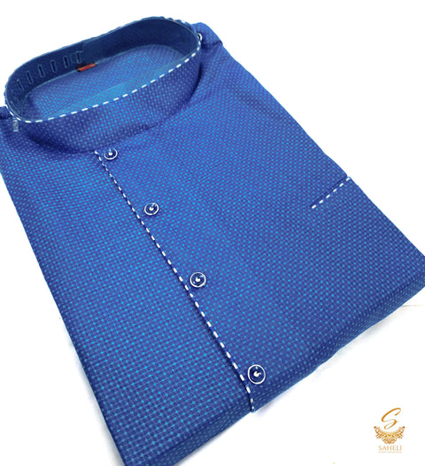 Royal  blue colour cotton silk design designer kurta with pajama pents