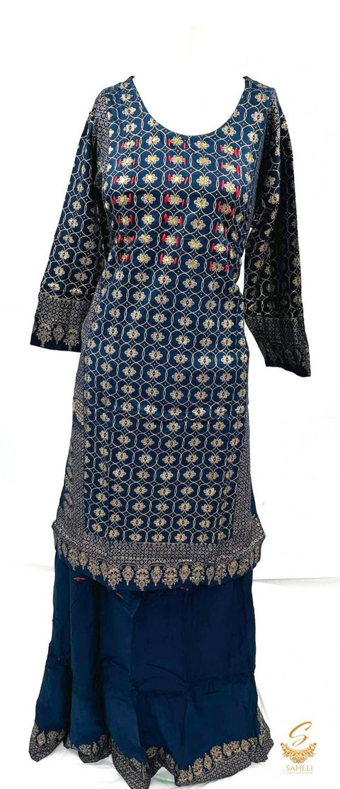 Rayon based printed kurti with skirt