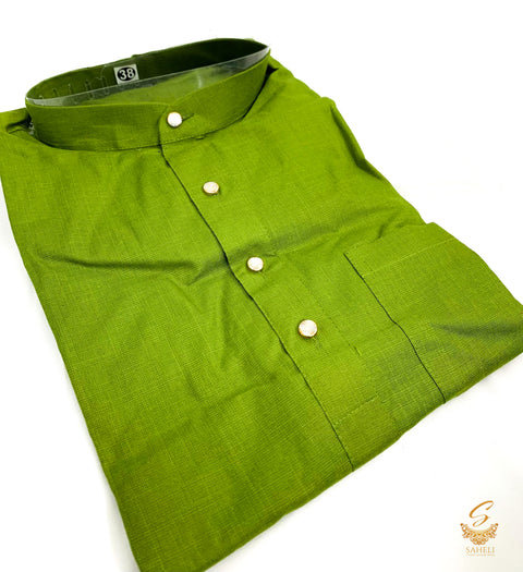 Mehndi green colour cotton based kurta pajama