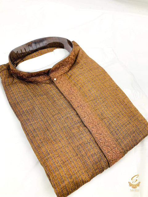 Brown colour cotton based kurta pajama