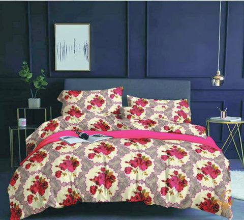 Queen Size Biscotti Colour Printed Glace Cotton Bed Sheet With Pillow Covers (Size Bed Sheet :- 240 * 250 Cms(Appx) 2 PCS Pillow Cases: -46 *70 +5cms (Appx) Washing Instructions :- Hand/Machine Wash , Do Not Bleach , Medium Steam Iron, Do Not Dry Clean, T
