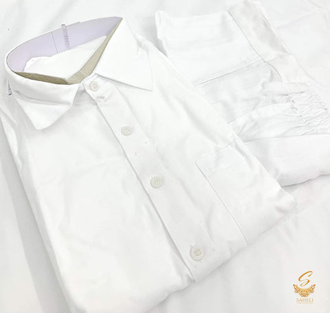 Cream colour linen based kurta with pents