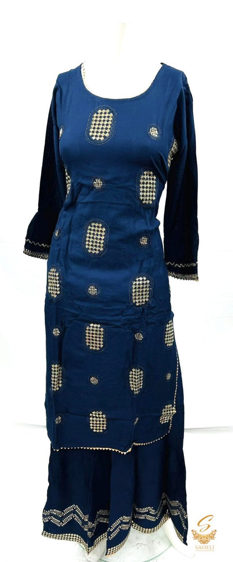 Rayon based embroidered work kurti with plazo
