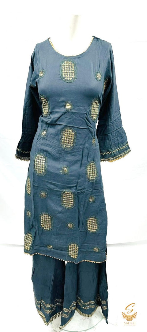 Rayon based embroidered work kurti with plazo