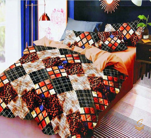 Queen Size Black Colour multicoloured Printed Glace Cotton Bed Sheet With Pillow Covers (Size Bed Sheet :- 240 * 250 Cms(Appx) 2 PCS Pillow Cases: -46 *70 +5cms (Appx) Washing Instructions :- Hand/Machine Wash , Do Not Bleach , Medium Steam Iron, Do Not D