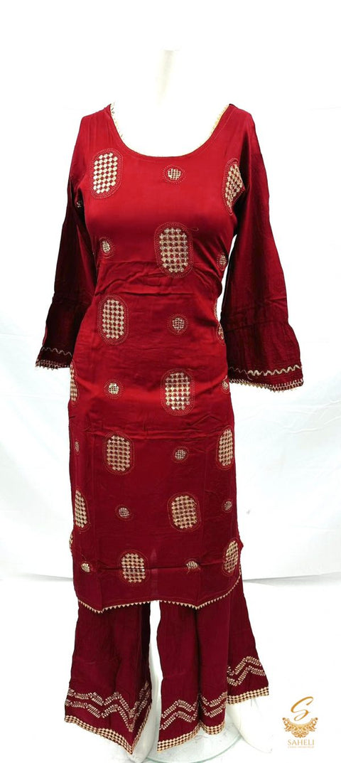 Rayon based embroidered work kurti with plazo