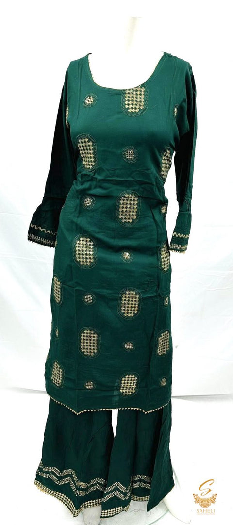 Rayon based embroidered work kurti with plazo