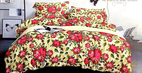 Golden and mazenta colour floral print Glace cotton Bed Sheet With Pillow Covers (Size Bed Sheet :- 230 * 250 cms(appx) 2 PCS Pillow Cases: -46 *69 +5cms (appx) Washing Instructions :- Hand/Machine Wash , Do Not Bleach , Medium Steam Iron, Do Not Dry Clea