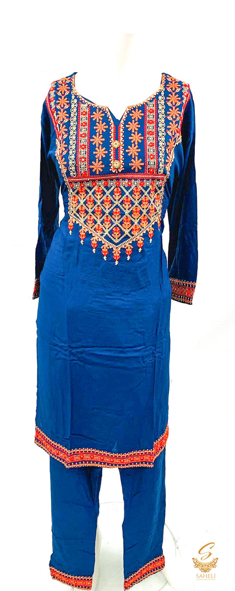 Rayon based embroidered work kurti with plazo