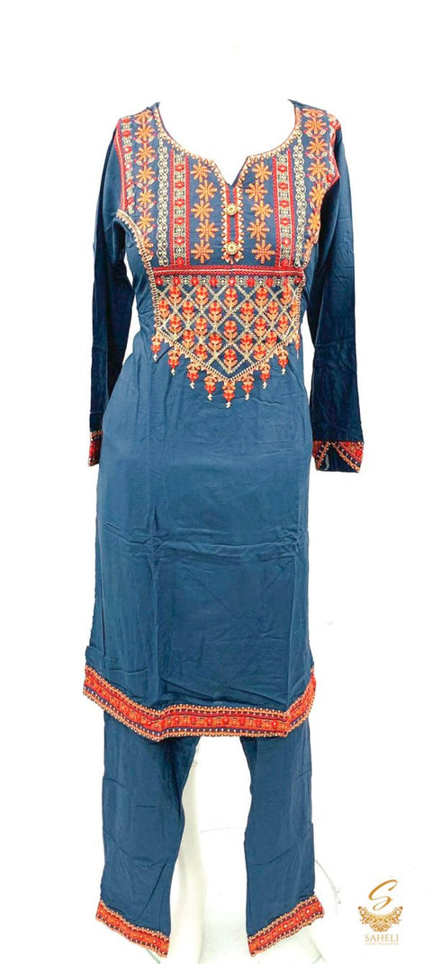 Rayon based embroidered work kurti with plazo
